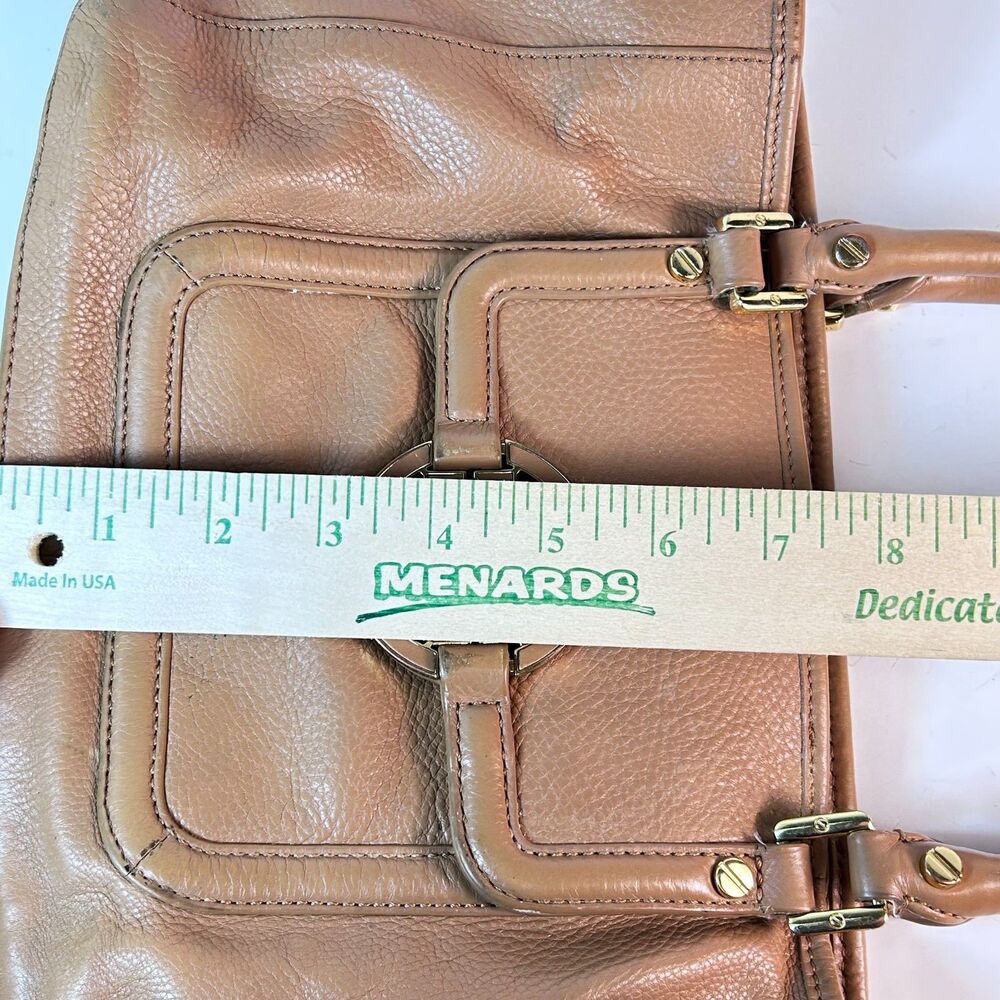 Tory Burch Amanda Caramel Tan Pebble Leather Dual Handle Satchel Tote Bag - Picture 13 of 16